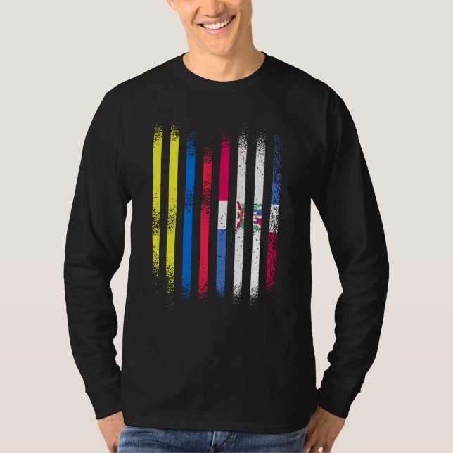 Camiseta Colombia Flag Dominican Grown Country Flags Stripe (Anverso)