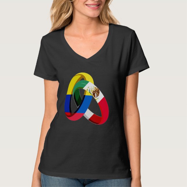 Camiseta Colombia Flag Mexico Grown Ring Marriage Wedding (Anverso)