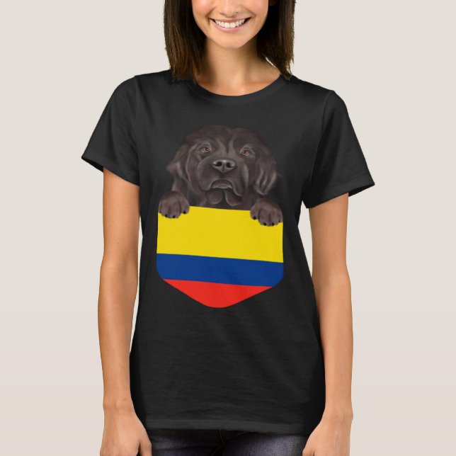 Camiseta Colombia Flag Newfoundland Dog In Pocket (Anverso)