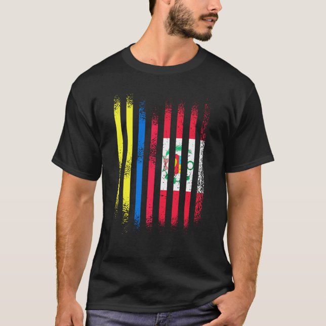 Camiseta Colombia Flag Peru Grown Country Flags Stripes (Anverso)