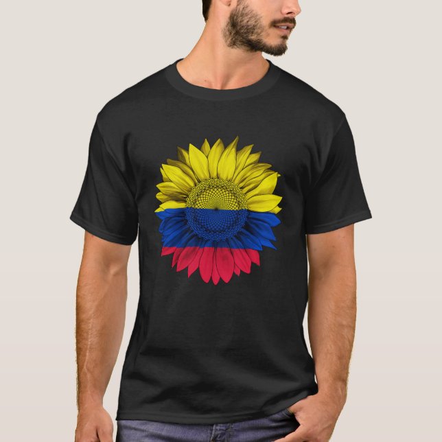 Camiseta Colombia Flag Sunflower Colombian Roots Proud Patr (Anverso)
