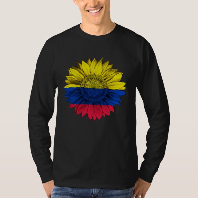 Camiseta Colombia Flag Sunflower Colombian Roots Proud Patr (Anverso)