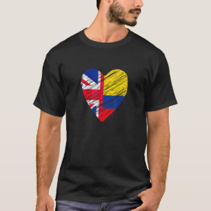 Camiseta Colombia Gran Bretaña Corazón Bandera Del Reino Un