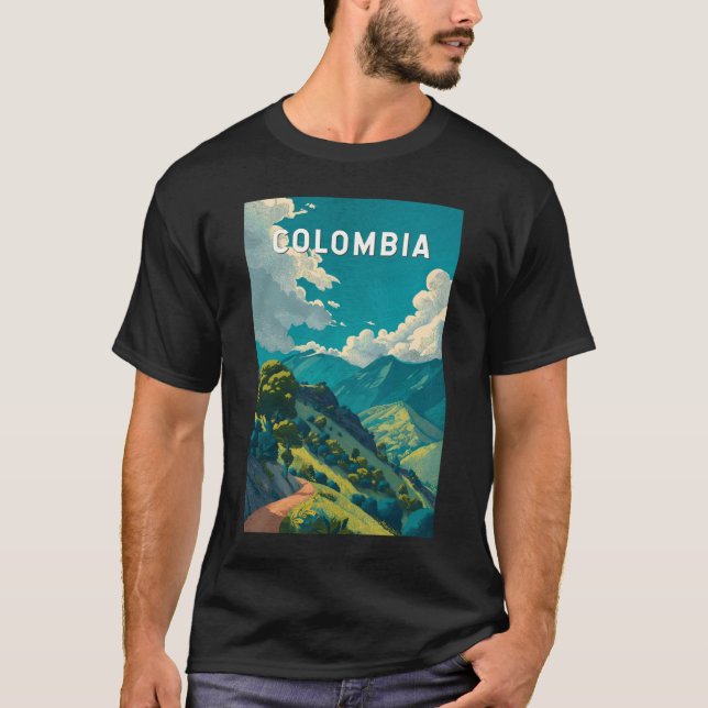 Camiseta Colombia Illustration Travel Art Vintage (Anverso)