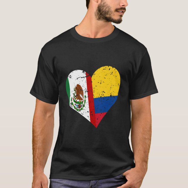 Camiseta Colombia México: El corazón angustiado en Colombia (Anverso)