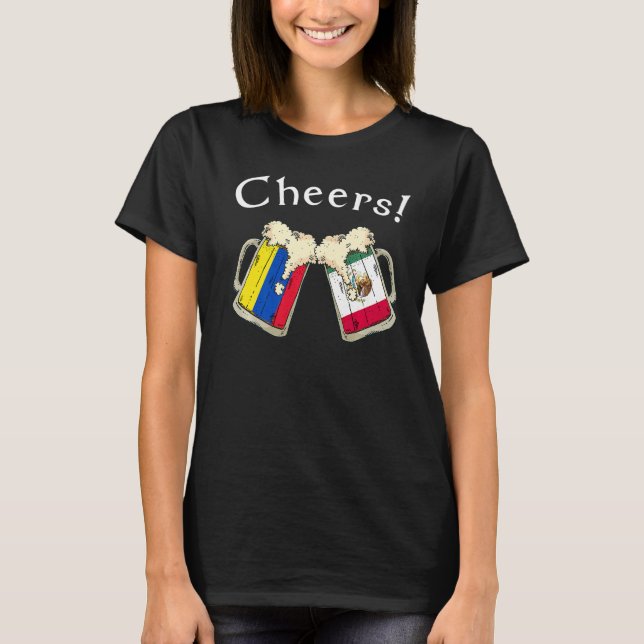 Camiseta Colombia Mexico Flag Cheers Beer Grown Patriot Cou (Anverso)