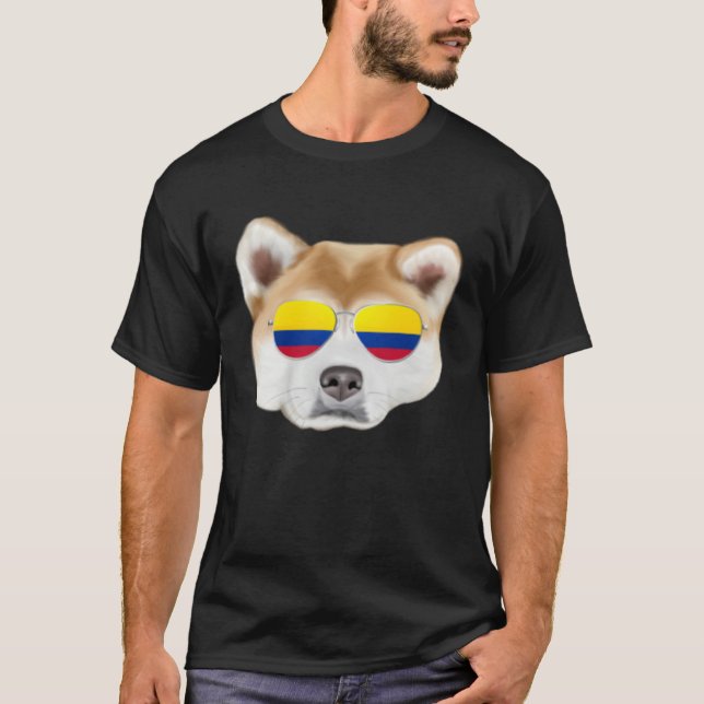 Camiseta Colombian Flag Akita Dog Colombia Pocket (Anverso)