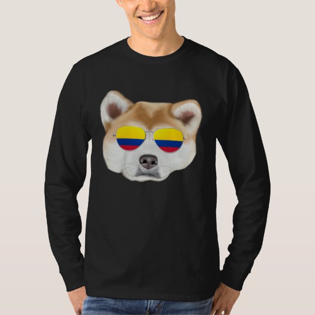 Camiseta Colombian Flag Akita Dog Colombia Pocket (Anverso)
