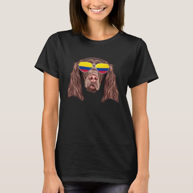 Camiseta Colombian Flag Field Spaniel Dog Colombia Pocket (Anverso)