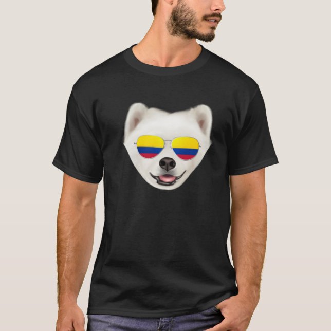 Camiseta Colombian Flag Samoyed Dog Colombia Pocket (Anverso)