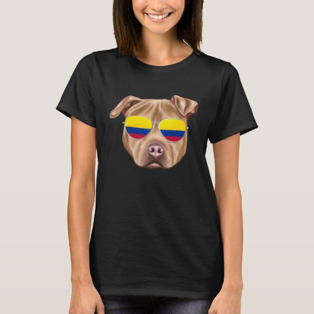 Camiseta Colombian Flag Usa Staffordshire Terrier Dog Colom (Anverso)