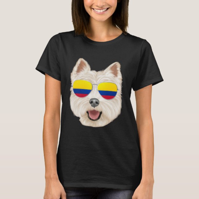 Camiseta Colombian Flag West Highland White Terrier Dog Poc (Anverso)