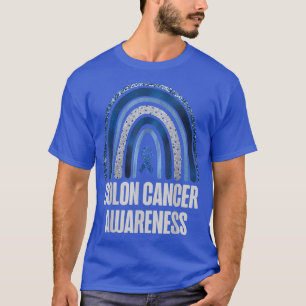 Camiseta Colon Cancer Awareness Blue Ribbon and Rainbow Tre