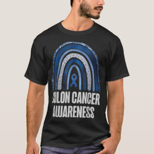 Camiseta Colon Cancer Awareness Blue Ribbon and Rainbow Tre