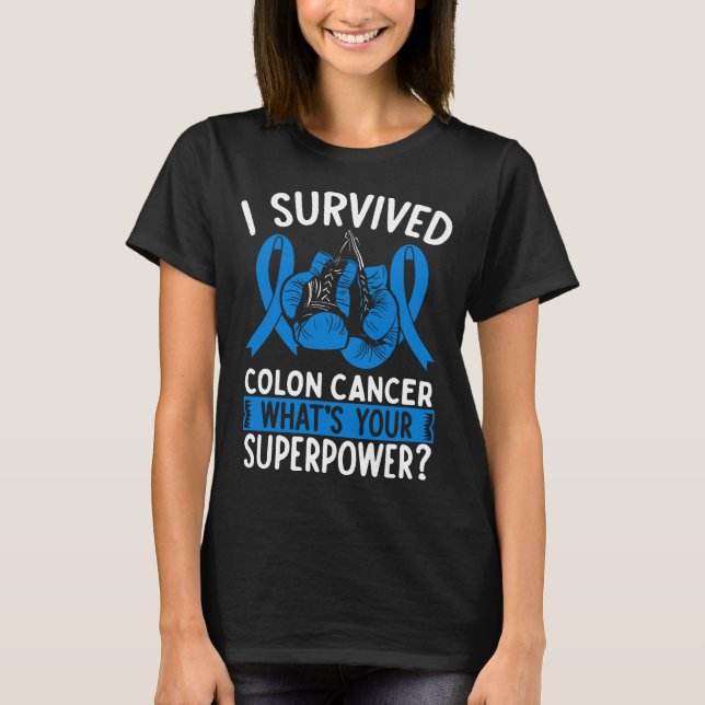 Camiseta Colon Cancer Awareness Ribbon Cancer Survivor (Anverso)
