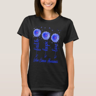 Camiseta colon cancer fe esperanza amor daisy flor