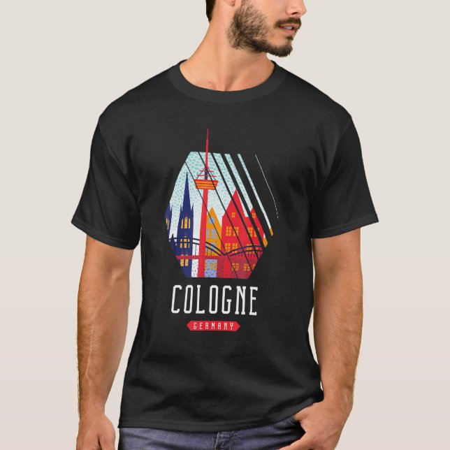 Camiseta Colonia Alemania Skyline Silhouette Esquema Sk (Anverso)