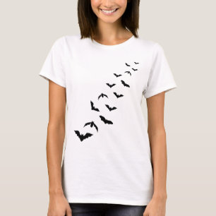 Camiseta Colonia De Siluetas De Murciélagos Negros Voladore