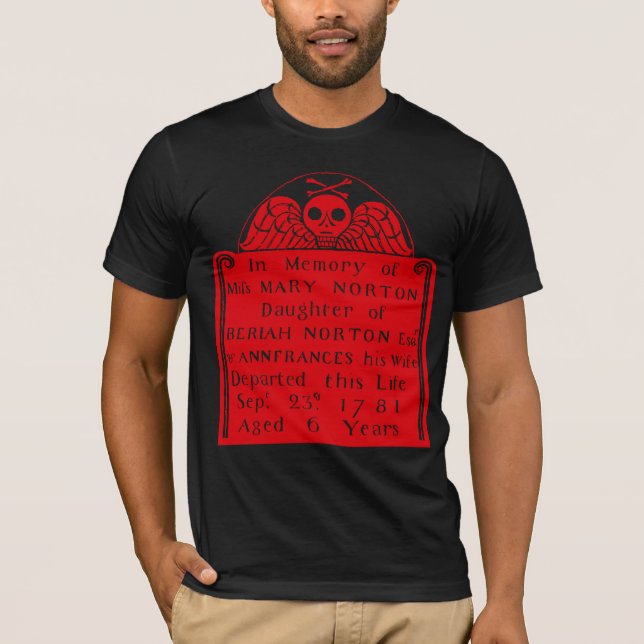 Camiseta Colonial Americana Tombstone Skull Angel Bones (Anverso)