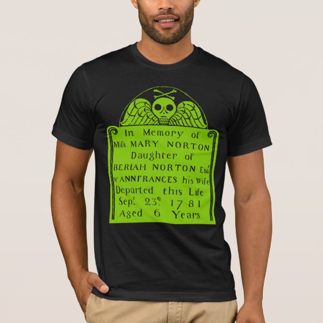 Camiseta Colonial Americana Tombstone Skull Angel Bones (Anverso)