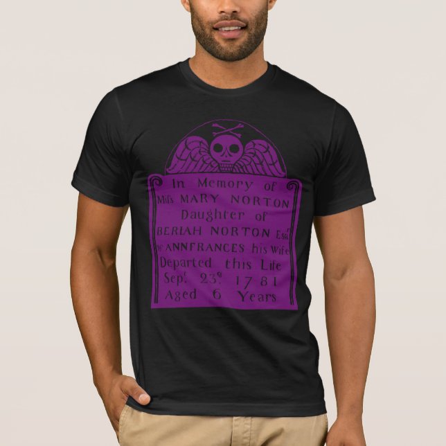Camiseta Colonial Americana Tombstone Skull Angel Bones (Anverso)