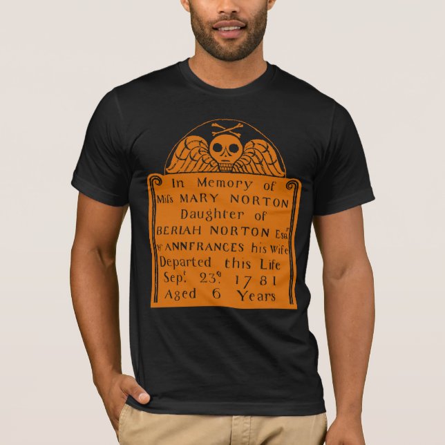 Camiseta Colonial Americana Tombstone Skull Angel Bones (Anverso)