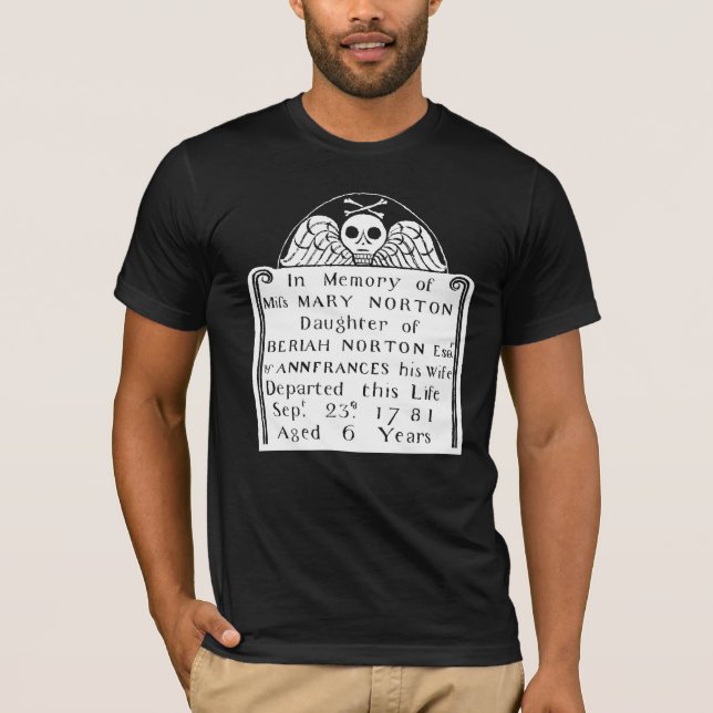Camiseta Colonial Americana Tombstone Skull Angel Bones (Anverso)