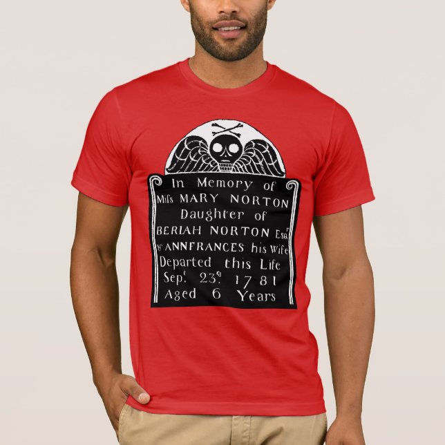 Camiseta Colonial Americana Tombstone Skull Angel Bones (Anverso)