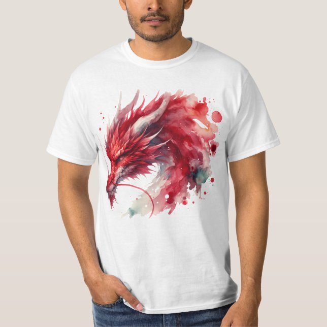 Camiseta color agua del Dragón rojo (Anverso)