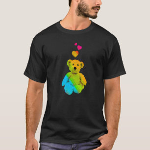 Camiseta Color arcoiris Oso de peluche con corazones colori