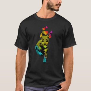 Camiseta Color arcoiris Perro Dachshund con el corazón colo