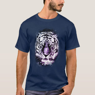 Camiseta Color azul marino Pop Art Tiger Head Elegante