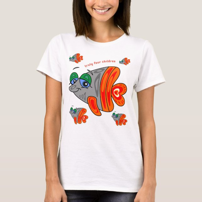 Camiseta color cartoon pescas family (Anverso)