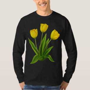 Camiseta Color de agua amarillo Tulip Flor floral Bouquet S