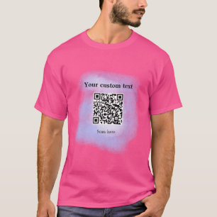 Camiseta color de agua azul código de exploración QR agrega