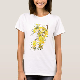 Camiseta color de agua de flor dorada