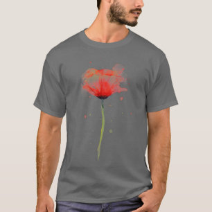 Camiseta Color de agua de la flor de la amapola rojo Resume
