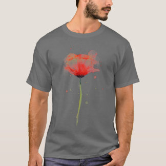 Camiseta Color de agua de la flor de la amapola rojo Resume