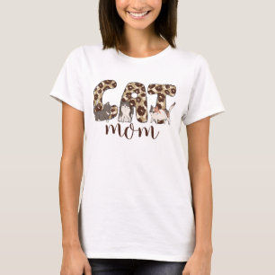 CAMISETA COLOR DE AGUA IMPRESIÓN ANIMAL CAT MOM
