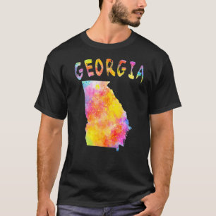 Camiseta Color de agua multicolor Georgia Estado Mapa Ar di