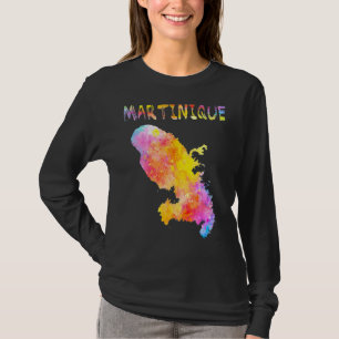 Camiseta Color de agua multicolor Mapa de Martinica Áreas d