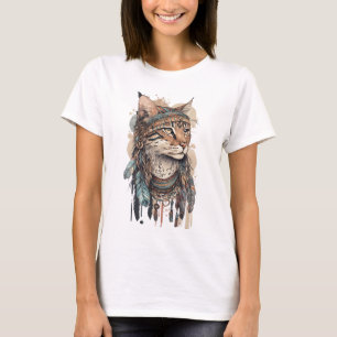 CAMISETA COLOR DE AGUA PASTEL BOHO CAT CON PELOTAS