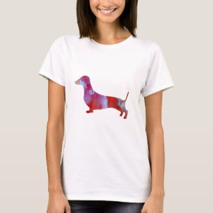Camiseta Color de agua rosada de los dachshund,