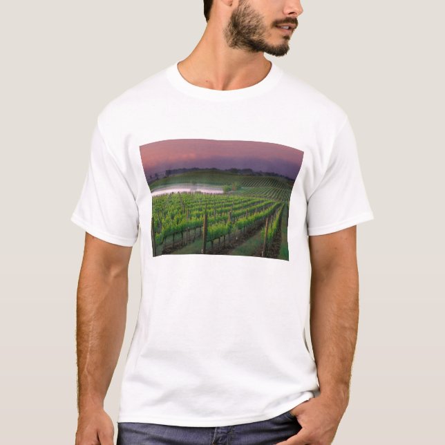 Camiseta Color de amanecer en la niebla lejana detrás (Anverso)