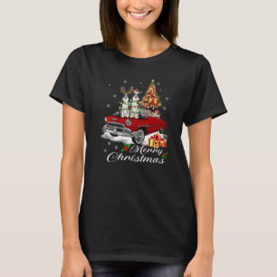 Camiseta Color de borde Árbol de navidad luces Tr rojo vint