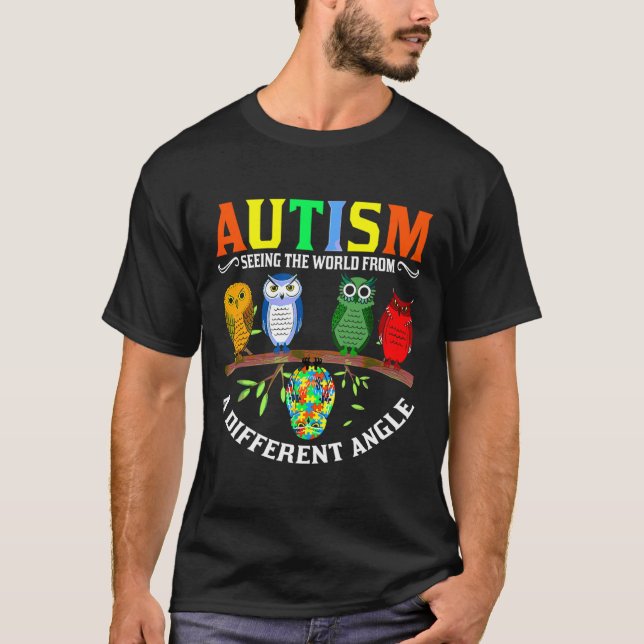 Camiseta Color de búho lindo rompe el autismo Sensibilizaci (Anverso)