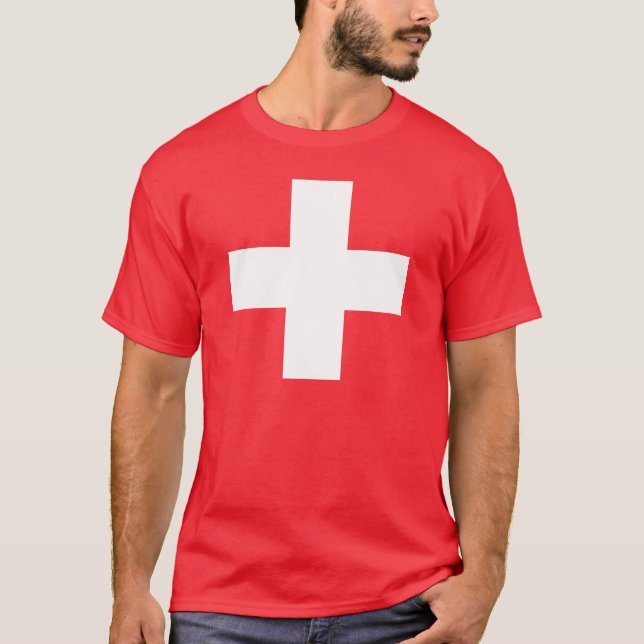 Camiseta Color de fondo Editable, la bandera de Suiza (Anverso)