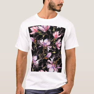 Camiseta Color de fondo negro rosa de Magnolia