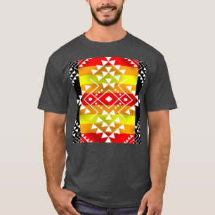 Camiseta Color de fuego nativo americano blanco negro geomé