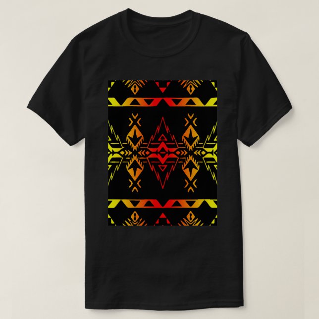 Camiseta Color de fuego negro Impresión geográfica nativa V (Diseño del anverso)